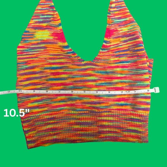 SHEIN Rainbow Knit Halter Crop Top – Size S (Festival Y2K Style) - Picture 4 of 6